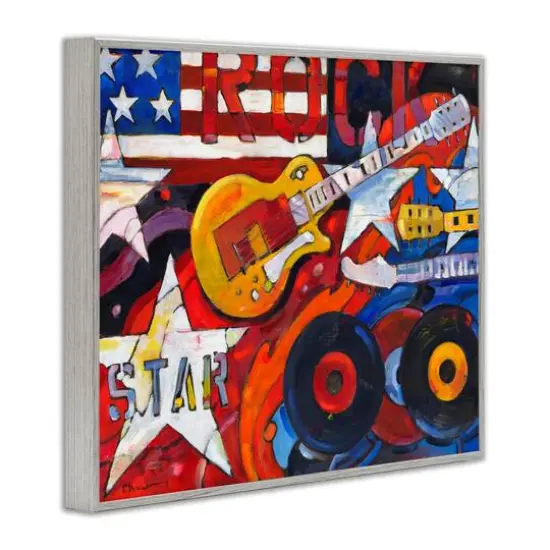 Stupell Industries Rockstar Americana Music Tribute Framed Giclee Art Gray {4}
