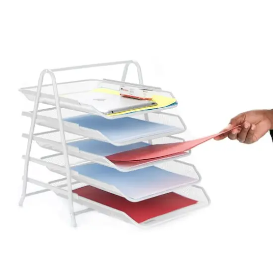 Mind Reader Desk Organizer with 5 Sliding Trays White {6}