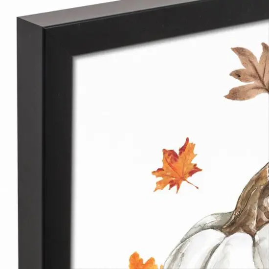 Kitty With Pumpkins Canvas Wall Art with Black Frame {4}