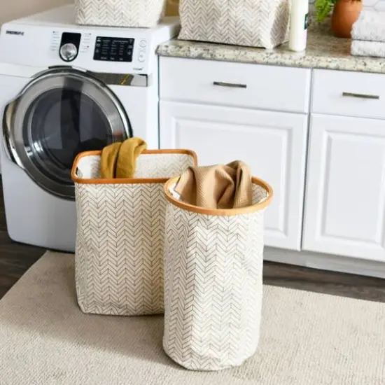 Household Essentials Krush Bamboo Rimmed Hamper (Round, Brown) {4}