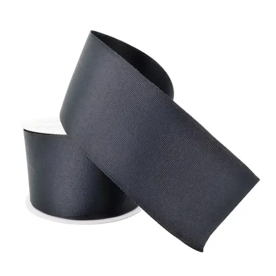 2.5" x 25ft. Faux Linen Wired Ribbon by Celebrate It&trade; D&eacute;cor Black {4}