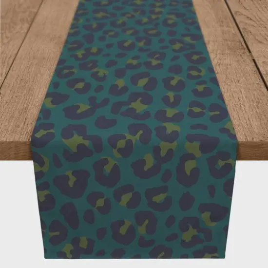 72" Leopard Cotton Twill Runner Blue {1}