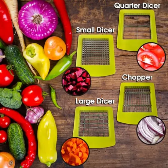 MegaChef 10-in-1 Multi-Use Salad Spinning Slicer, Dicer & Chopper with Interchangeable Blades & Storage Lids {4}