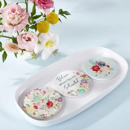 Kate Aspen&reg; Garden Blooms Ceramic Coasters with Holder, 6ct. {5}