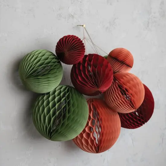 Hello Honey&reg; 3ct. Honeycomb Paper Ball Ornaments Red {3}
