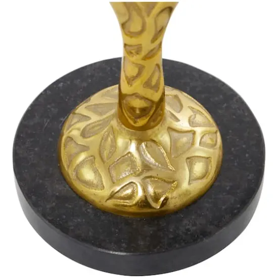 Gold Aluminum Pedestal Base Accent Table with Black Marble Top 13" x 13" x 25" {4}