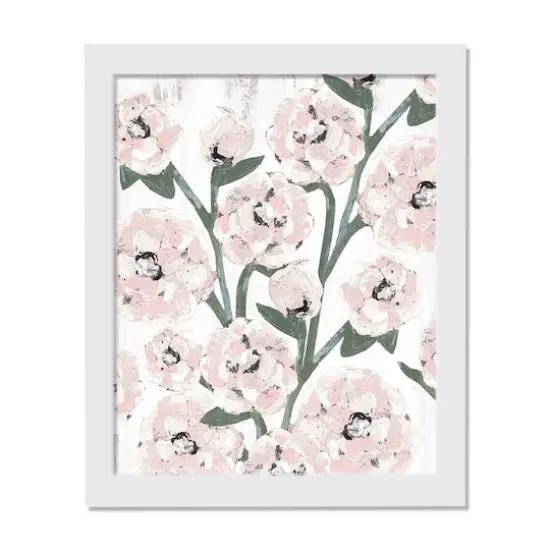 11" x 14" Farmhouse Floral Pattern White Framed Print Wall Art {1}