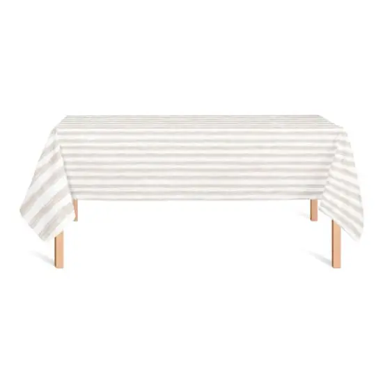 102" Neutral Easy Stripes Tablecloth {3}