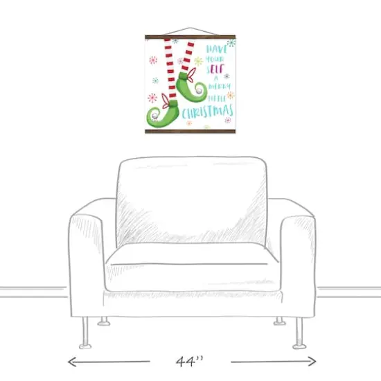 A Merry Christmas Elf Teak Hanging Canvas Wall Art {4}