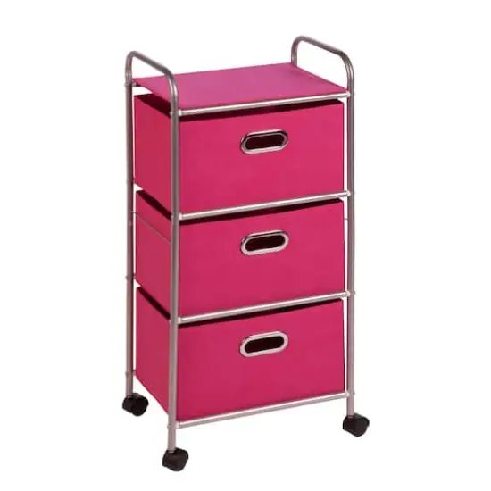 Honey Can Do Pink 3-Drawer Rolling Cart {4}