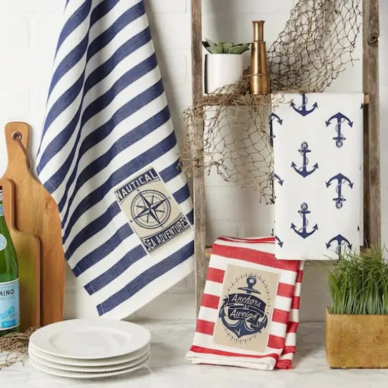 DII&reg; Red, White & Blue Maritime Dishtowel, 3ct. {5}