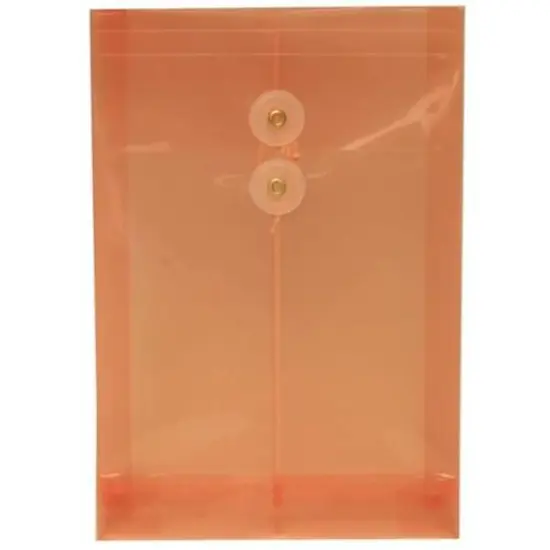 JAM Paper 6.25" x 9.25" Button & String Tie Closure Plastic Envelopes, 12ct. Peach {1}