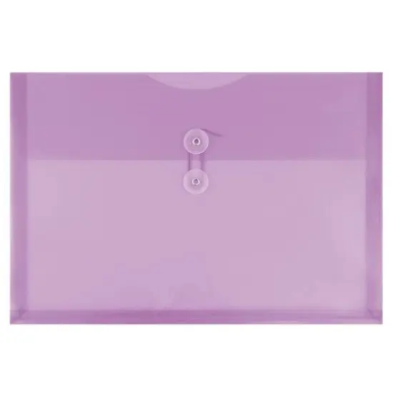 JAM Paper 9.75" x 14.5" Button & String Tie Closure Plastic Envelopes, 12ct. Lilac Purple {1}