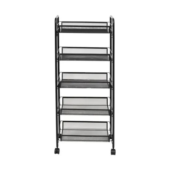 Honey Can Do Black 5-Tier Rolling Storage Cart {8}