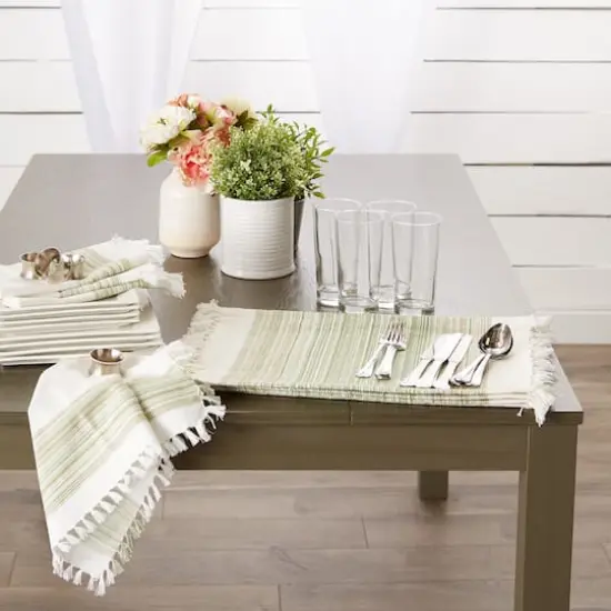 DII&reg; 13" x 20" Fringed Striped Tabletoppers, 6ct. Thyme {5}
