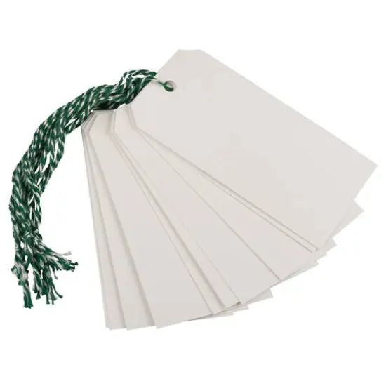 JAM Paper White Tags with Green String, 100ct. {4}