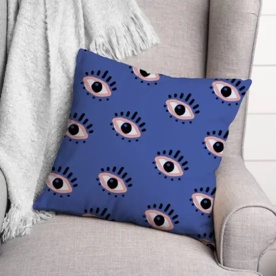 18" Looking Eyes Indoor/Outdoor Pillow Blue {3}