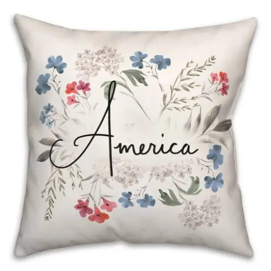 Floral America Throw Pillow {1}