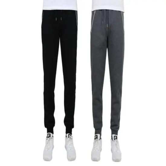 Galaxy by Harvic Men's Fleece-Lined Jogger Sweatpants With Zipper Pockets 2 Pack Black and Charcoal {2}