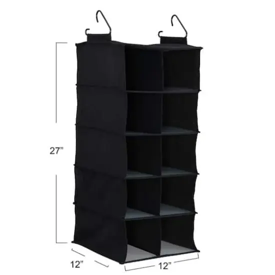 Household Essentials 10-Pocket Hanging Shoe Organizer Black {5}