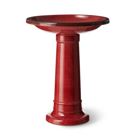 Glitzhome&reg; 21.5" Faux Ceramic Tall Pedestal Birdbath {1}