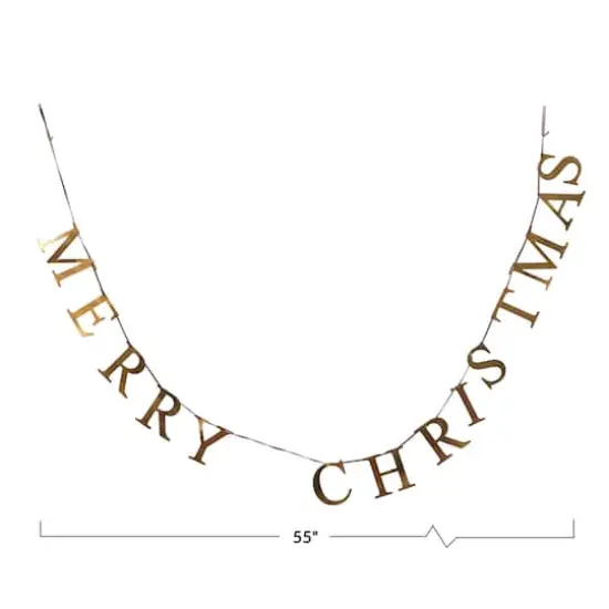 Hello Honey&reg; 55" Brass Finish Merry Christmas Metal Garland {6}