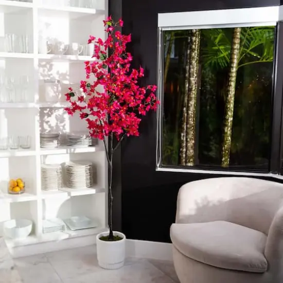 6ft. Bougainvillea Tree with White Decorative Planter {3}