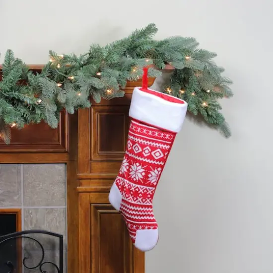 21.5" Alpine Chic Knit Snowflake Stocking {4}