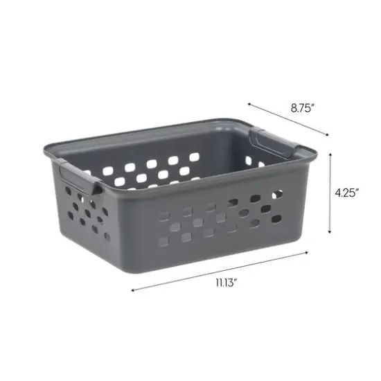 IRIS Gray 7qt. Small Organizer Storage Basket {3}