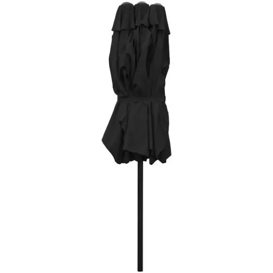15ft. Outdoor Patio Market Umbrella with Hand Crank Black {5}