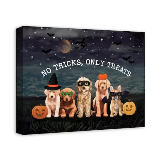 No Tricks Just Treats Pups 20" x 16" Canvas Wall Art {3}