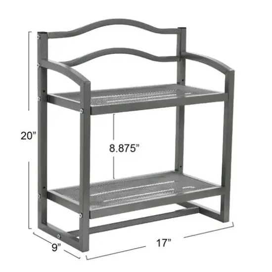 Household Essentials 2-Tier Metal Wall Mount Bathroom Shelf Silver {4}