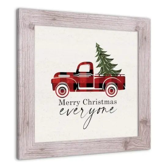 Christmas Truck Western White Framed Print {3}