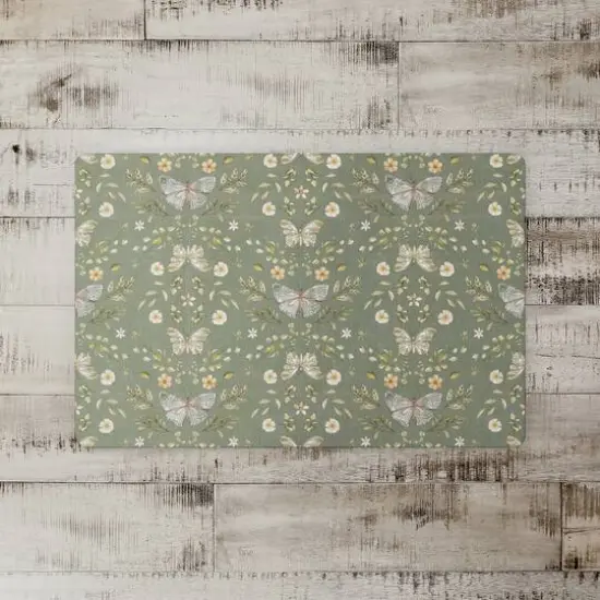 Butterfly Pattern Floor Mat Olive Green {3}