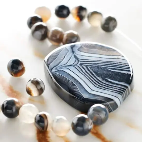 Black Agate Round Beads with Center Piece by Bead Landing&trade; {3}