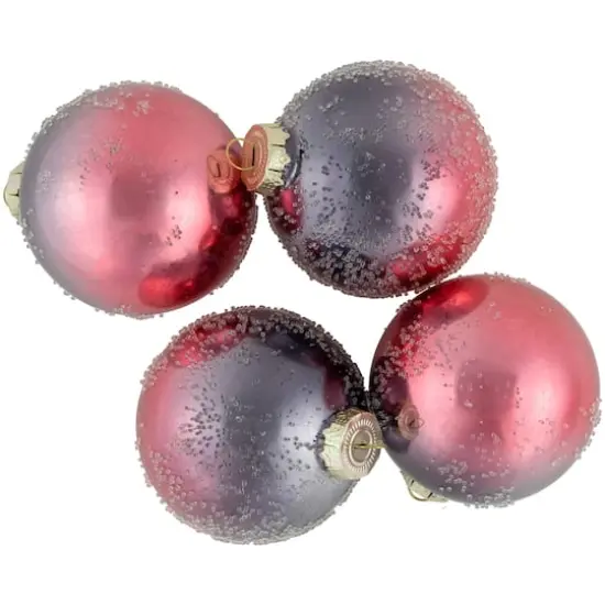 4ct. 3" Pink & Gray Hand Blown Textured Glass Ball Ornaments {5}