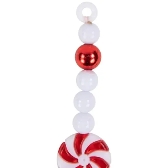 9ft. Shatterproof Red & White Peppermint Beaded Garland {1}