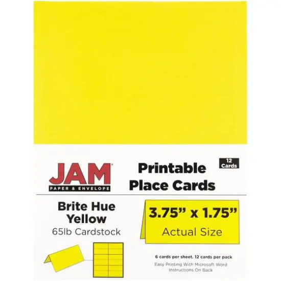 JAM Paper Printable Place Cards, 12ct. Bright Hue Yellow {5}