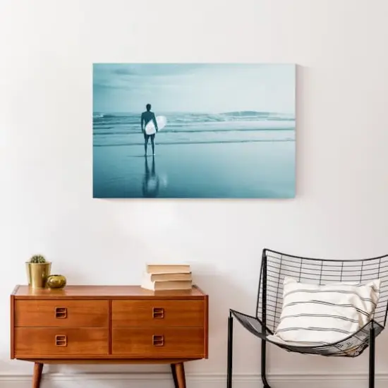 Monochrome Surfer Canvas Wall Art {3}