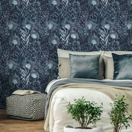RoomMates Dandelion Peel & Stick Wallpaper Blue {7}
