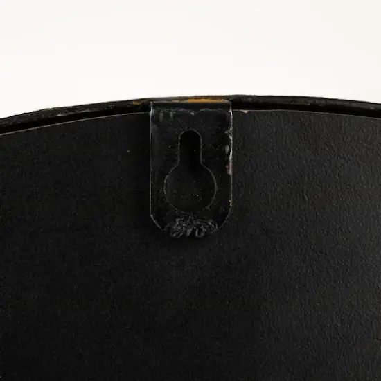 Hello Honey&reg; 33" Black Distressed Metal Scallop Shaped Wall Mirror {5}