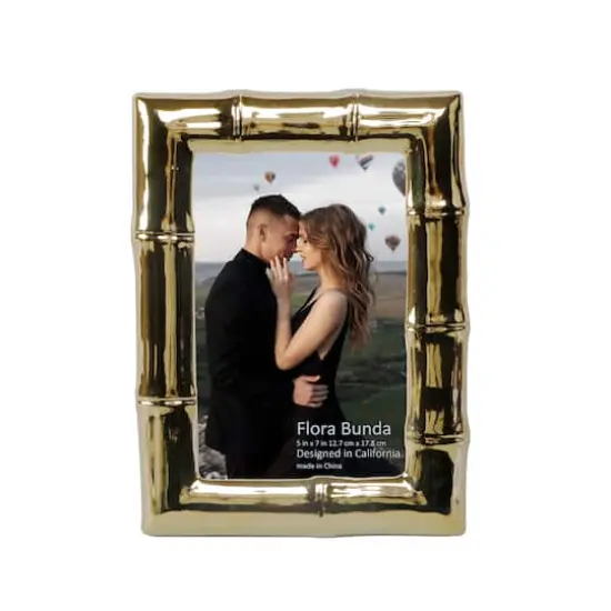 Flora Bunda&reg; 5" x 7" Gold Bamboo Ceramic Frame {1}