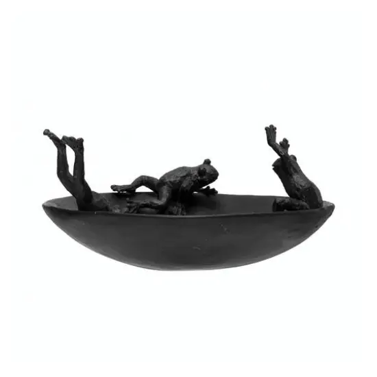 Hello Honey&reg; Resin Bird Bath With Frogs & Verdigris Finish {1}