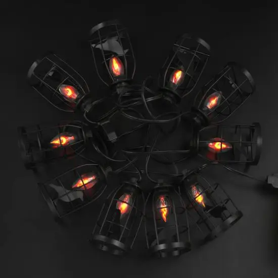 10ct. Orange Flickering Caged Raven String Lights by Ashland® {1}