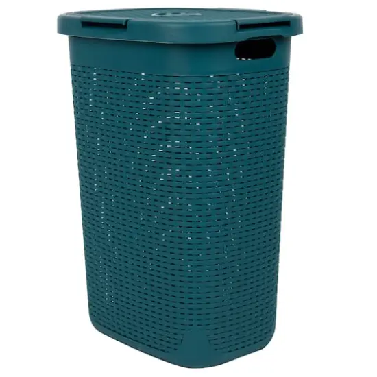 Mind Reader 60L Hamper Laundry Basket with Cutout Handles Blue {1}