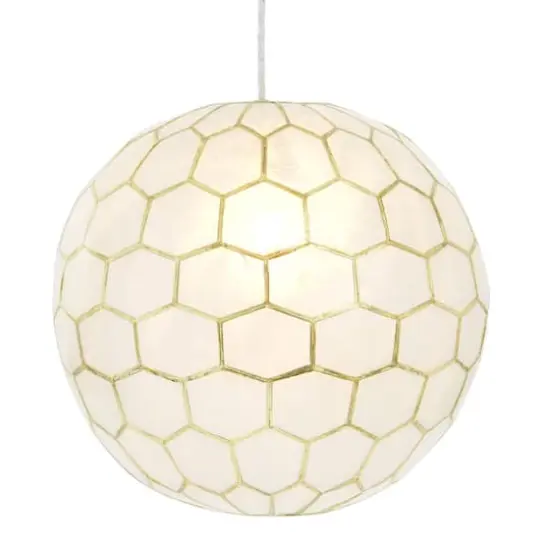 Hello Honey&reg; Capiz Honeycomb Globe Pendant Light {1}
