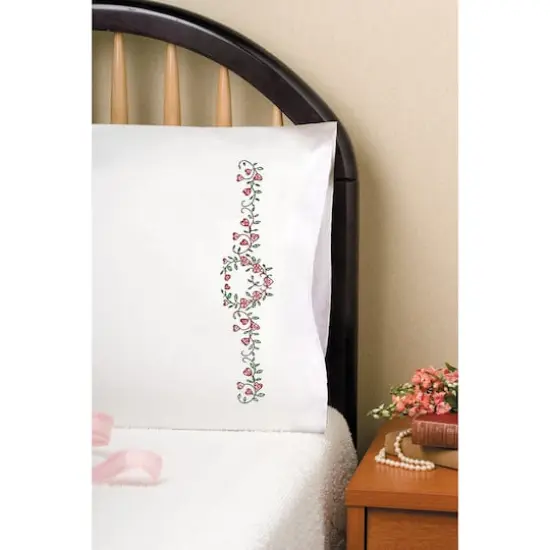 Tobin Stamped For Embroidery Heart Vine Pillowcase Set {1}