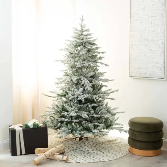 6ft. Pre-Lit Fraser Fir Flocked Artificial Christmas Tree with Instant, Warm White LED Lights {9}