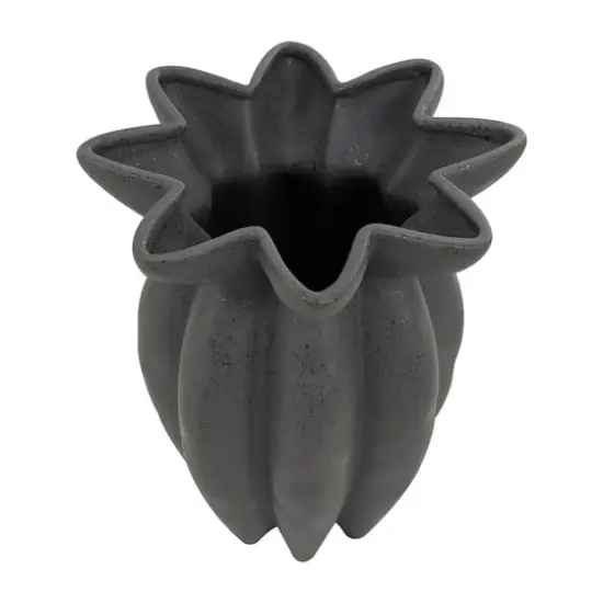 12" Black Ceramic Speckle Textured Vase with Tulip Style Opening {4}