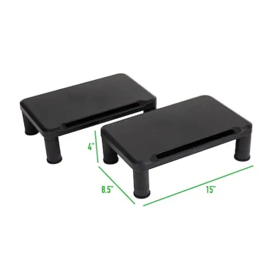 Mind Reader Black Small Plastic Monitor Riser Stand Set {4}